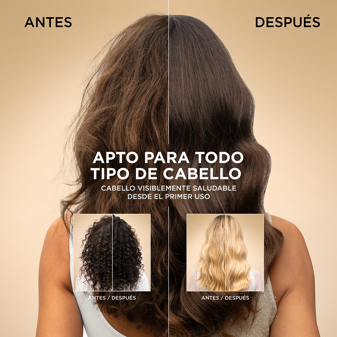 Cabello antes y después de la aplicación – apto para todo tipo de cabello