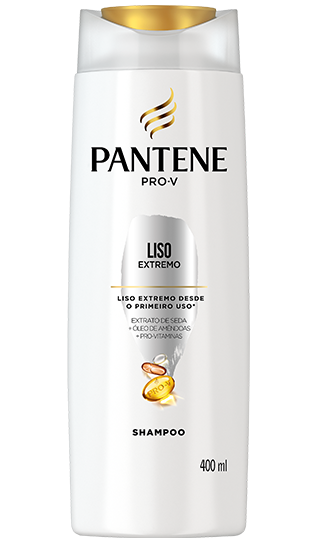 Shampoo Liso Extremo da Pantene de uso diário com extrato de seda e óleo de amêndoas