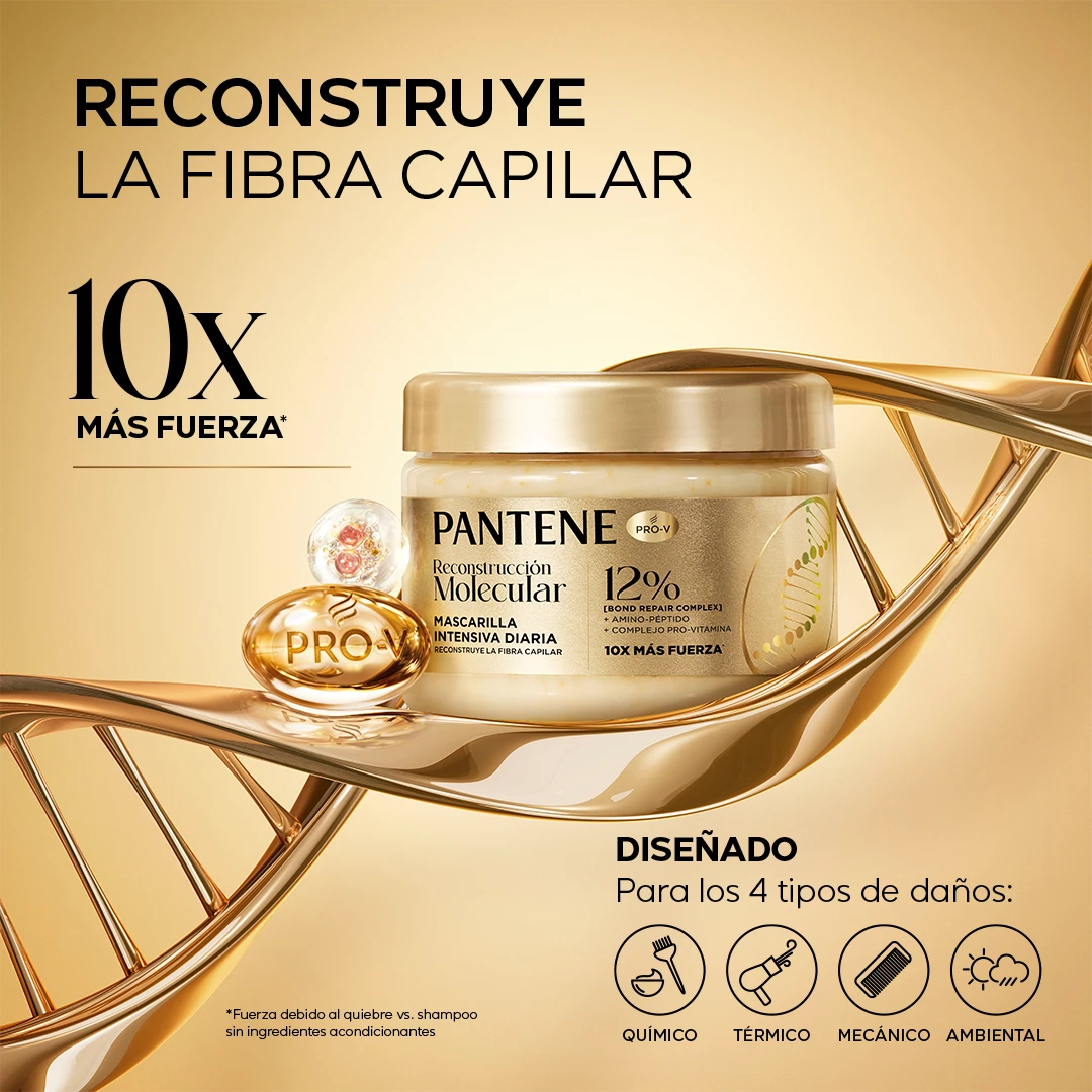 frasco de mascarilla intensiva Molecular Bond reconstruye la fibra capilar 10x más fuerza