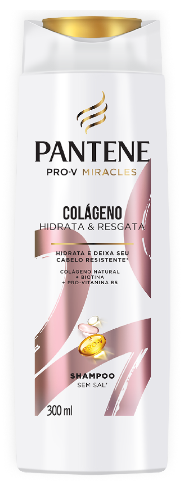 Shampoo sem sal Pantene com colágeno e biotina, hidrata e resgata os cabelos quimicamente tratados